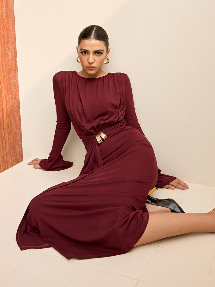 commense maxi dress Long-Sleeve Draped Maxi Dress