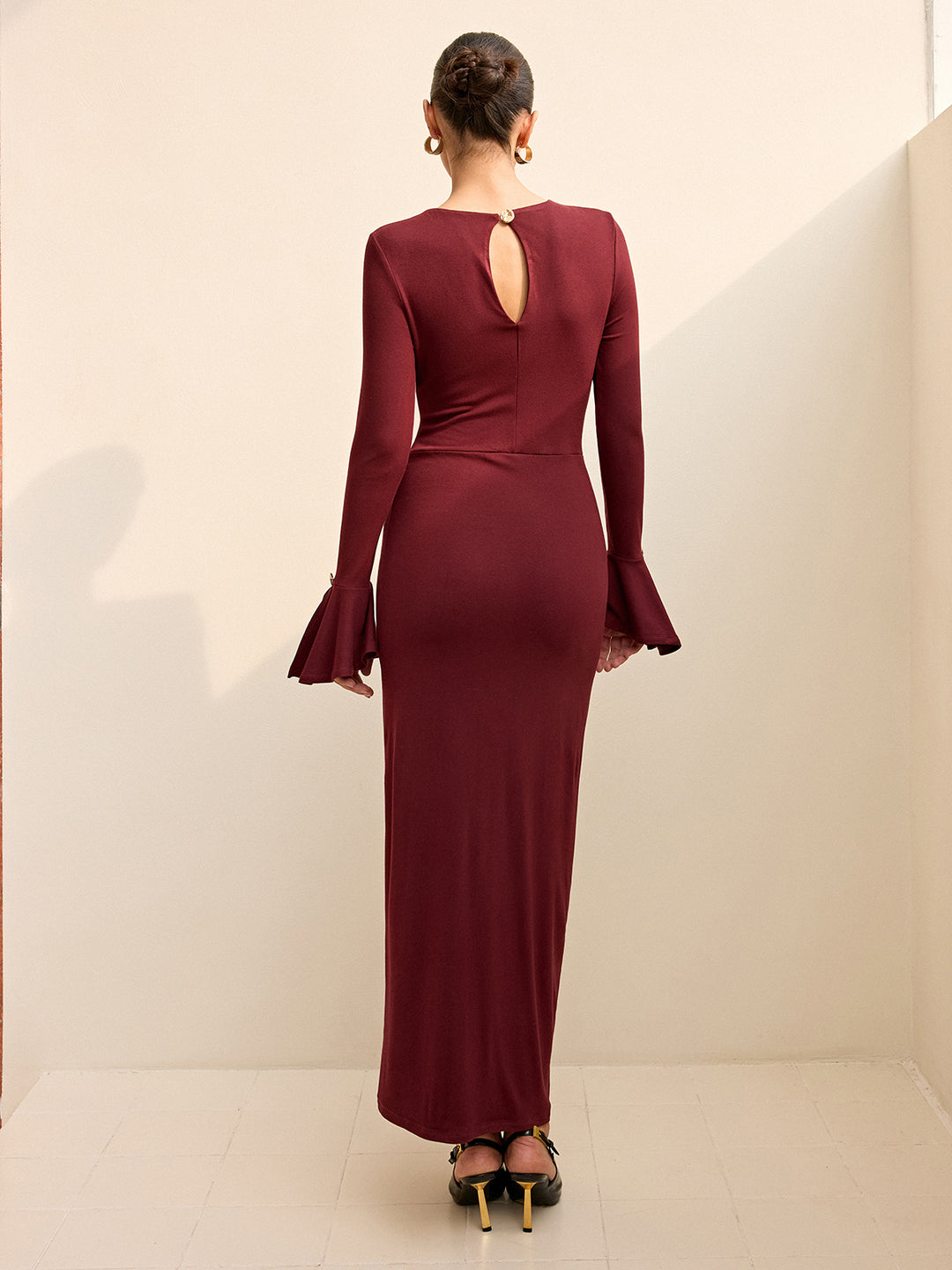 commense maxi dress Long-Sleeve Draped Maxi Dress