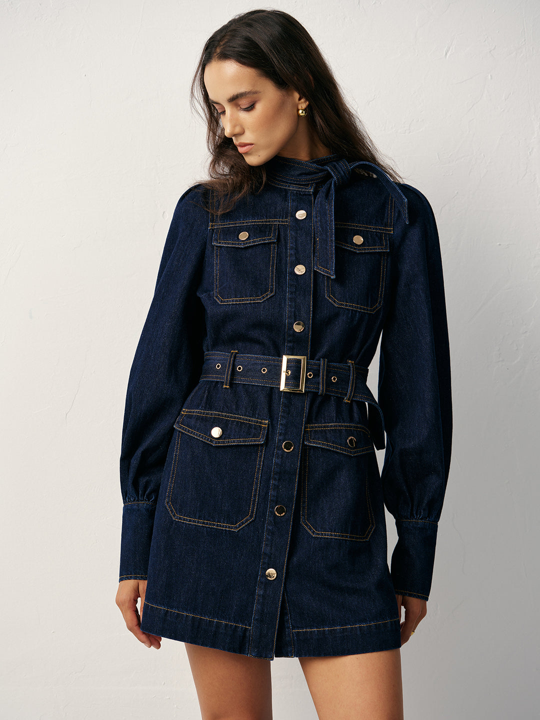 commense denim dress Belted Button-Front Size:4 yr. Men’s Black Floral Jacquard BHSALE2025 No Sleeve Length