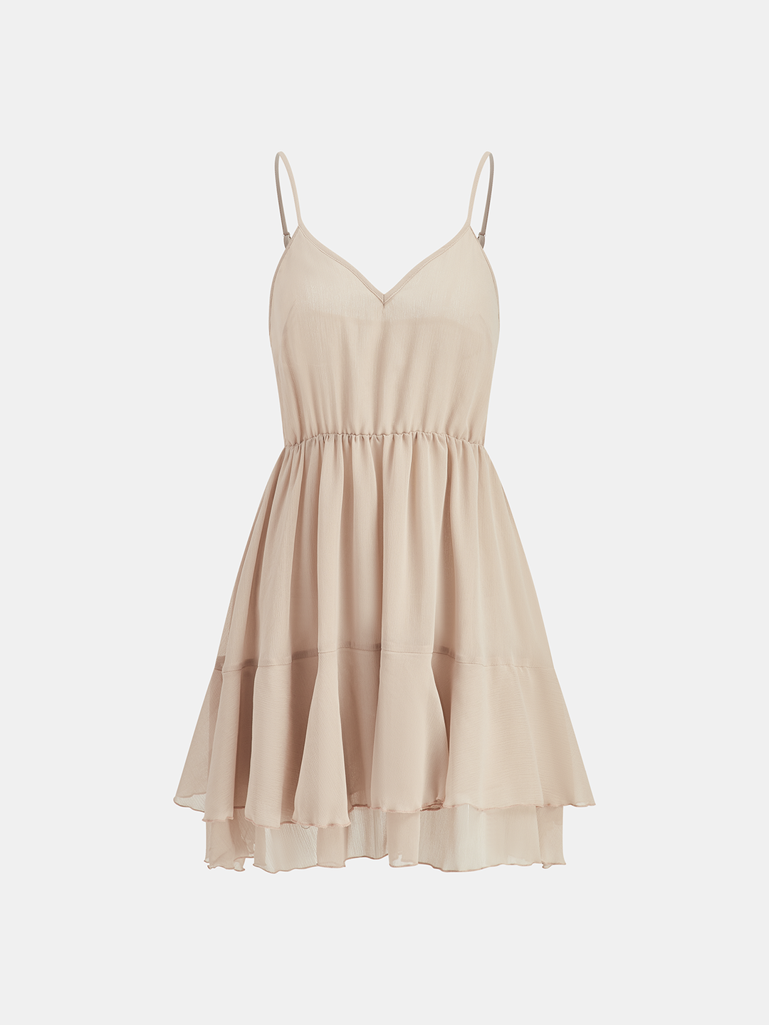 knee length dresses for ladies Tiered Ruffle Chiffon Mini Dress Set with Liner