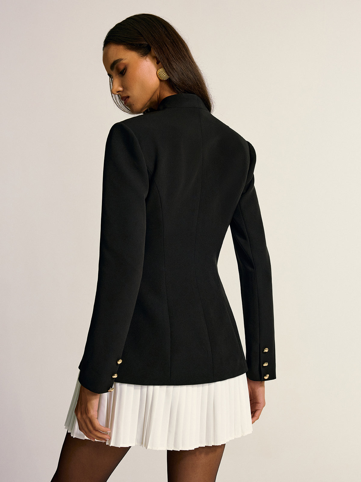 pleated hem blazer dress Contrast Pleated Hem Blazer Dress