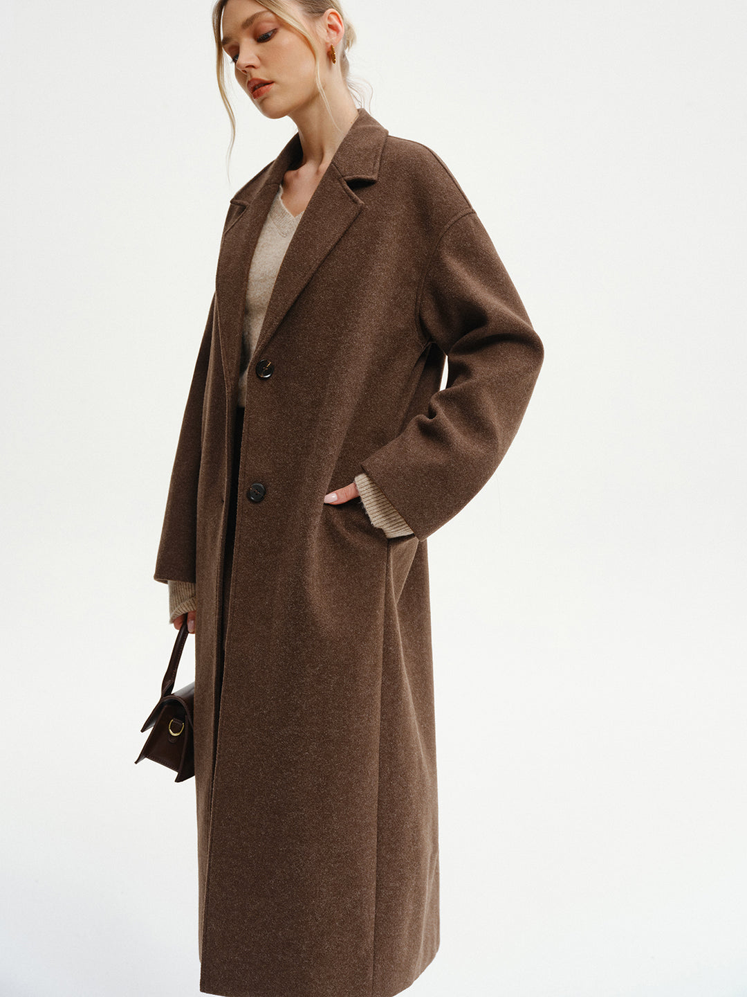 Oversized Tweed Long Coat | COMMENSE