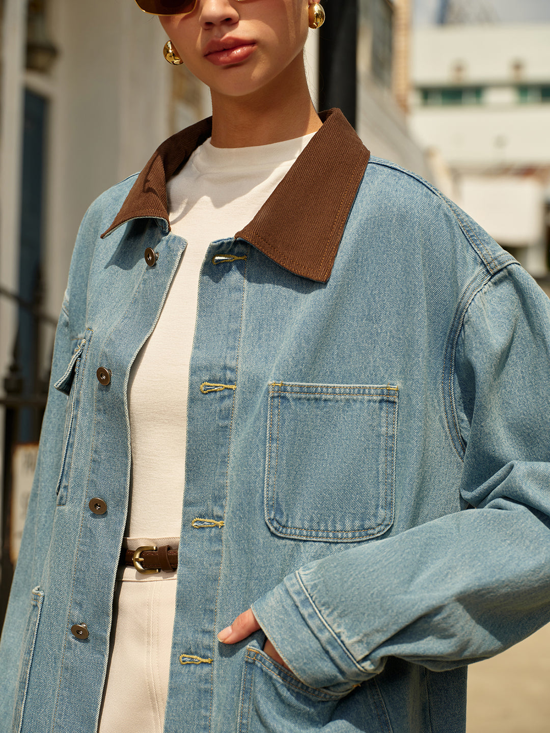 Contrast Collar Versatile Denim Jacket | COMMENSE