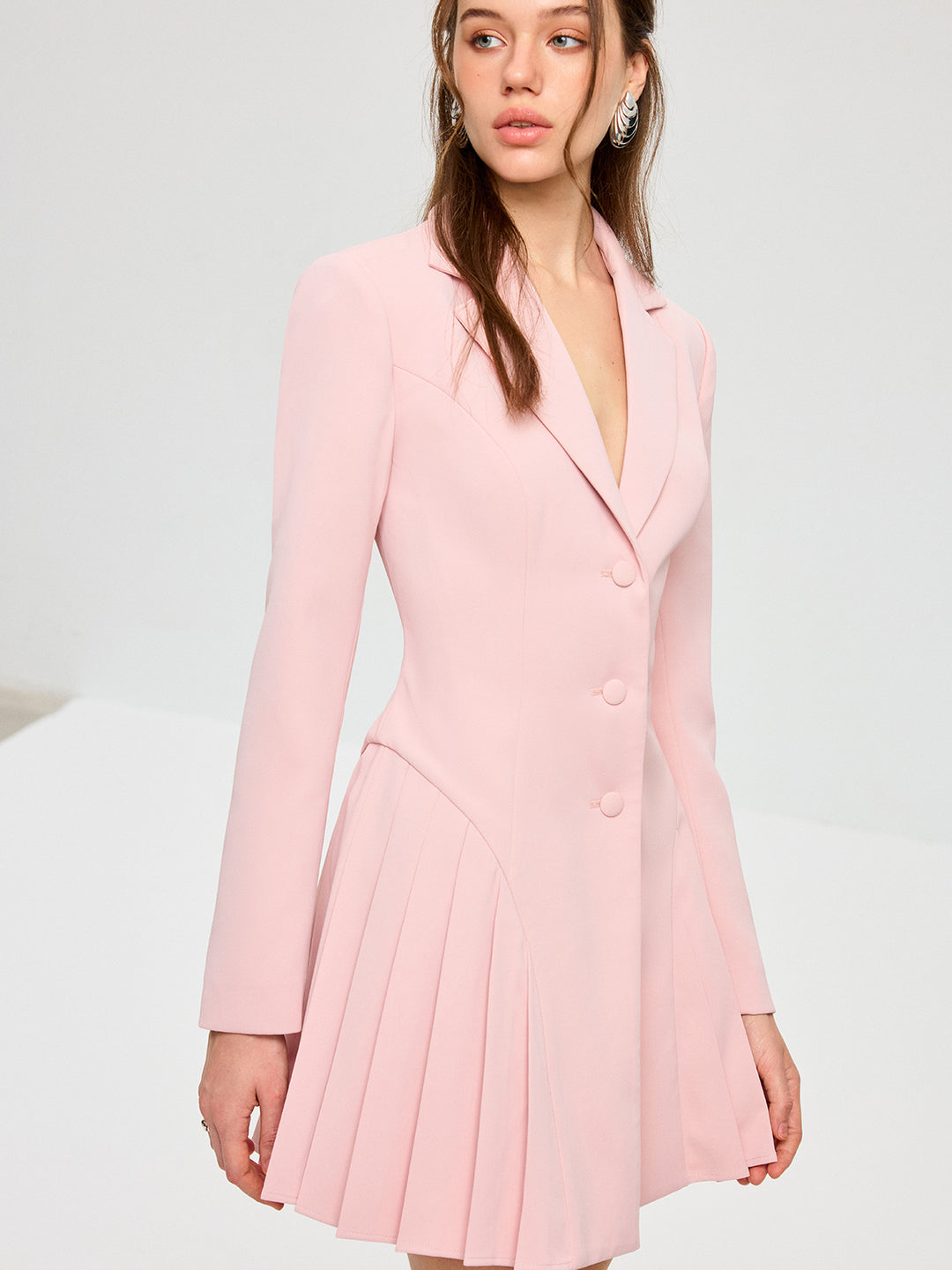 Pleated Fitted Blazer Dress | COMMENSE Pleated Fitted Blazer Dress | COMMENSE