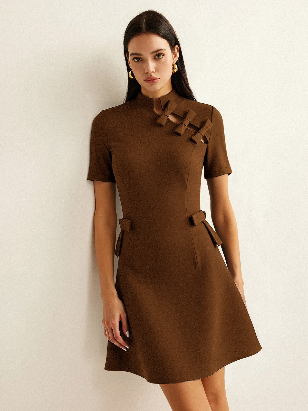 brown collar dress Cuteighteen Long Sleeve Plaid Dress for Women Vintage Peter Pan Collar Casual A Line Button Elegant Shirt Dress Spring (as1, Alpha, m, Regular, Regular, Brown) at Amazon Women's Clothing store