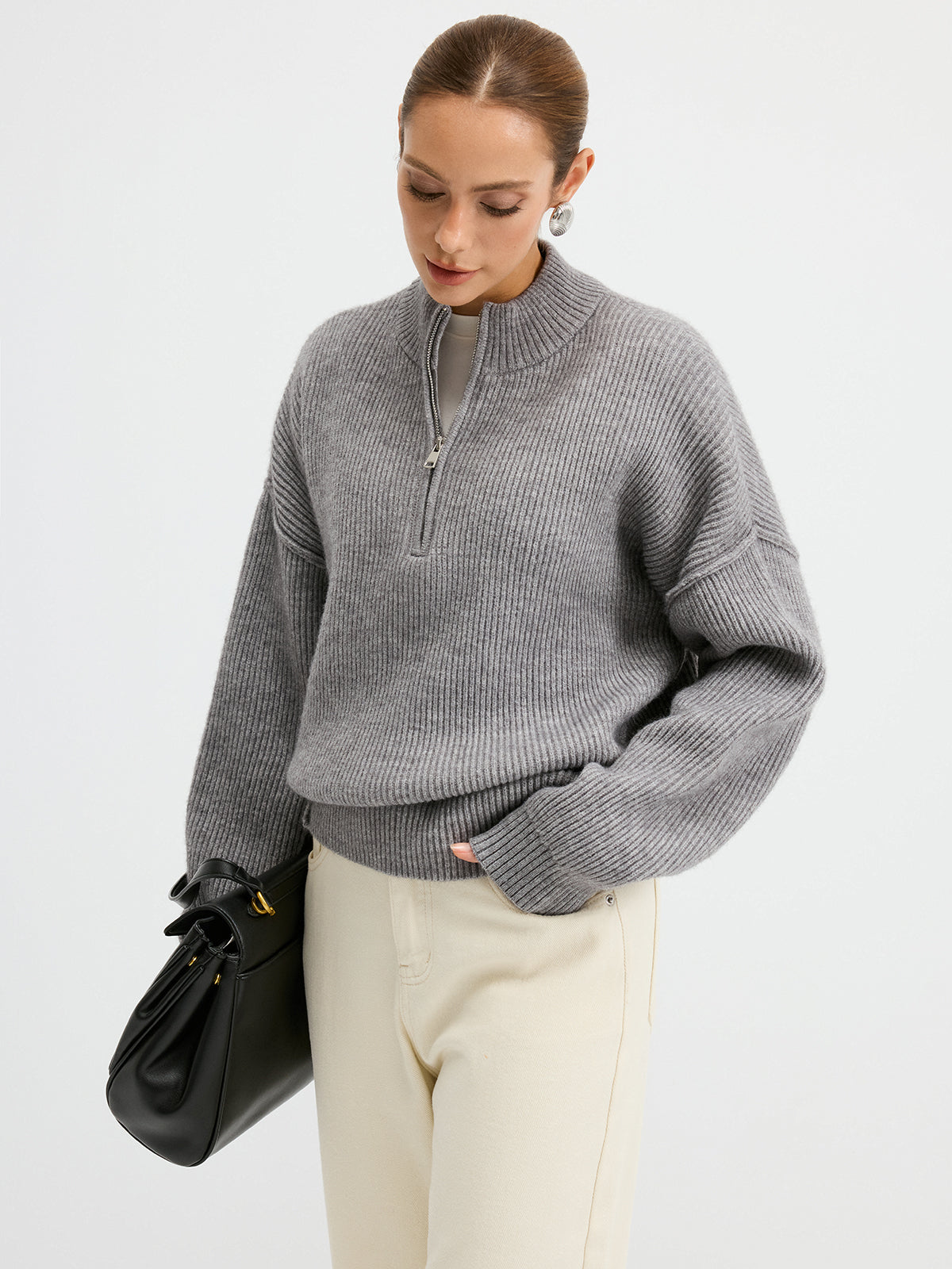 Wool Blend Half-Zip Sweater | COMMENSE