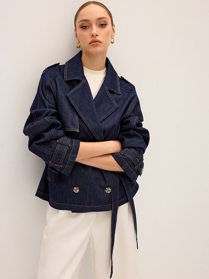 【新品】TENCEL DENIM SHORT TRENCH COAT TENCEL DENIM SHORT TRENCH COAT