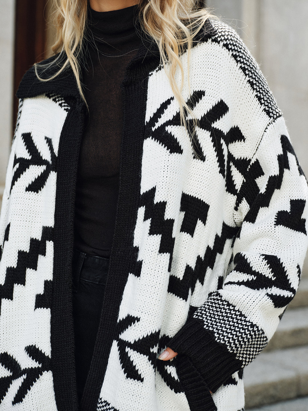 メンズ CALEE GEOMETRICPATTERN OVERSIZE CARDIGAN