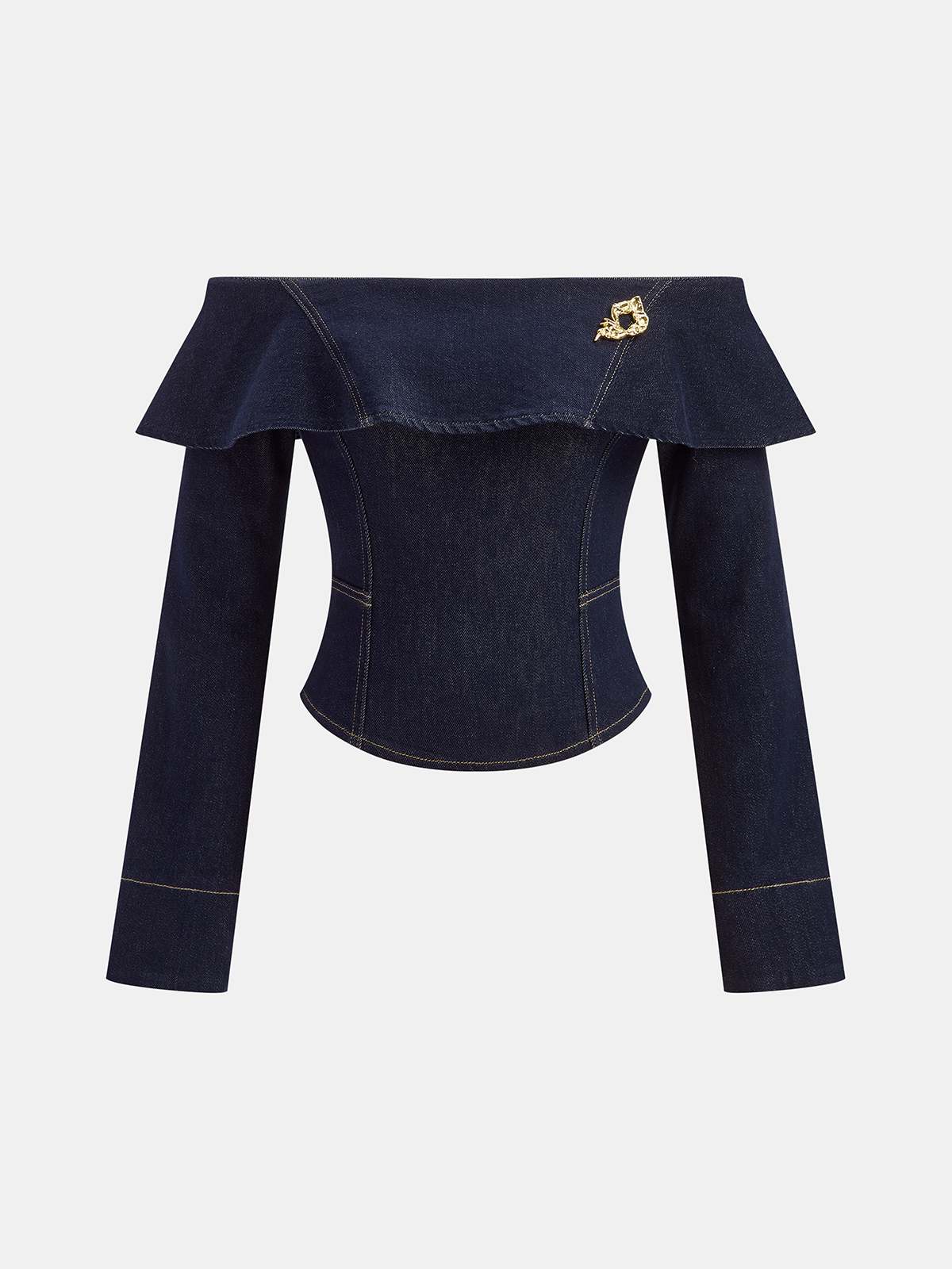 Coco Shell Denim Off the Shoulder Tie Sleeve Blouse - S main image 0