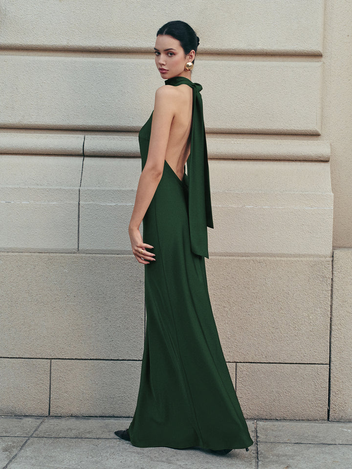 Open Back Satin Halter Dress | COMMENSE Open Back Satin Halter Dress | COMMENSE