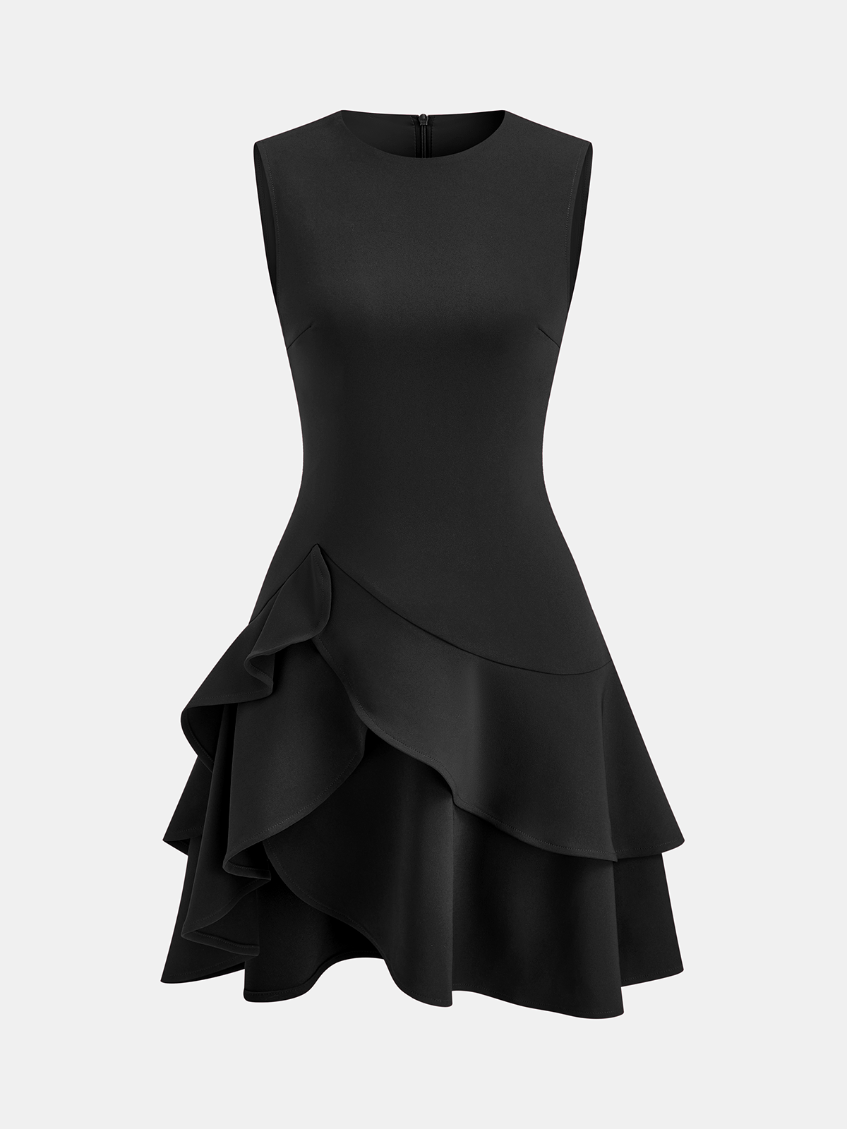 Asymmetric Ruffle Hem Sleeveless Mini Dress - Burgundy - L Asymmetric Ruffle Hem Sleeveless Mini Dress - Burgundy - L