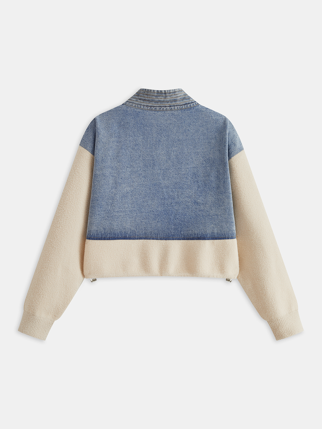 V-Neck Paneled Denim Cardigan | COMMENSE