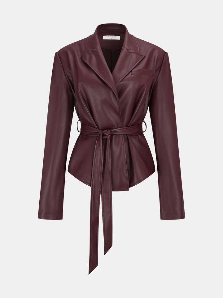 princess polly baby blue dress Womens Leather Blazer Burgundy