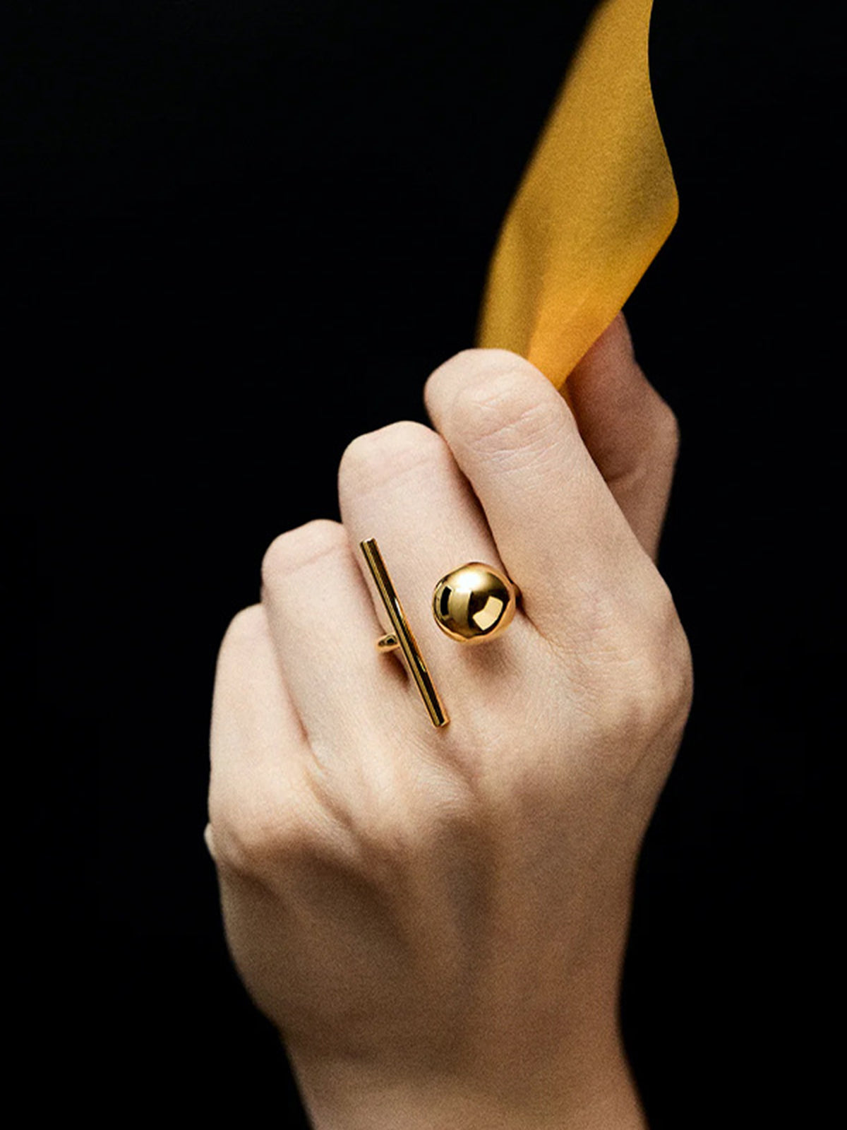 Gold Tone Geometric Statement Ring | COMMENSE