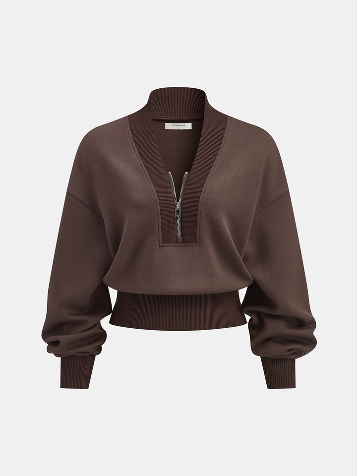 V-Neck Half-Zip Sweatshirt | COMMENSE