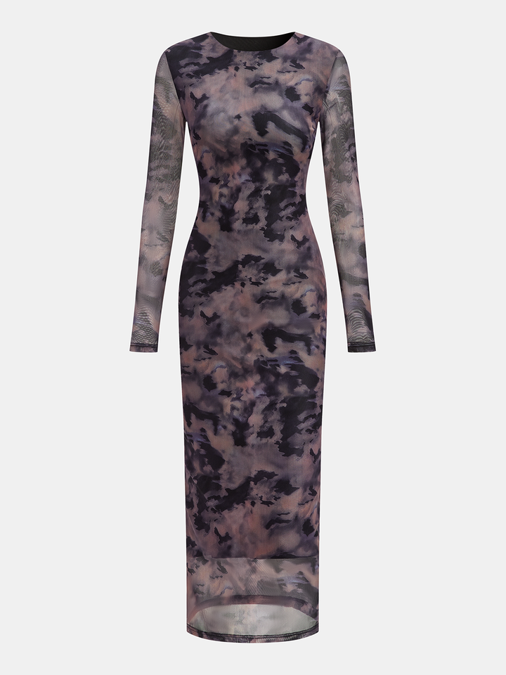 Tie-dye sheer maxi dress - Purple - M