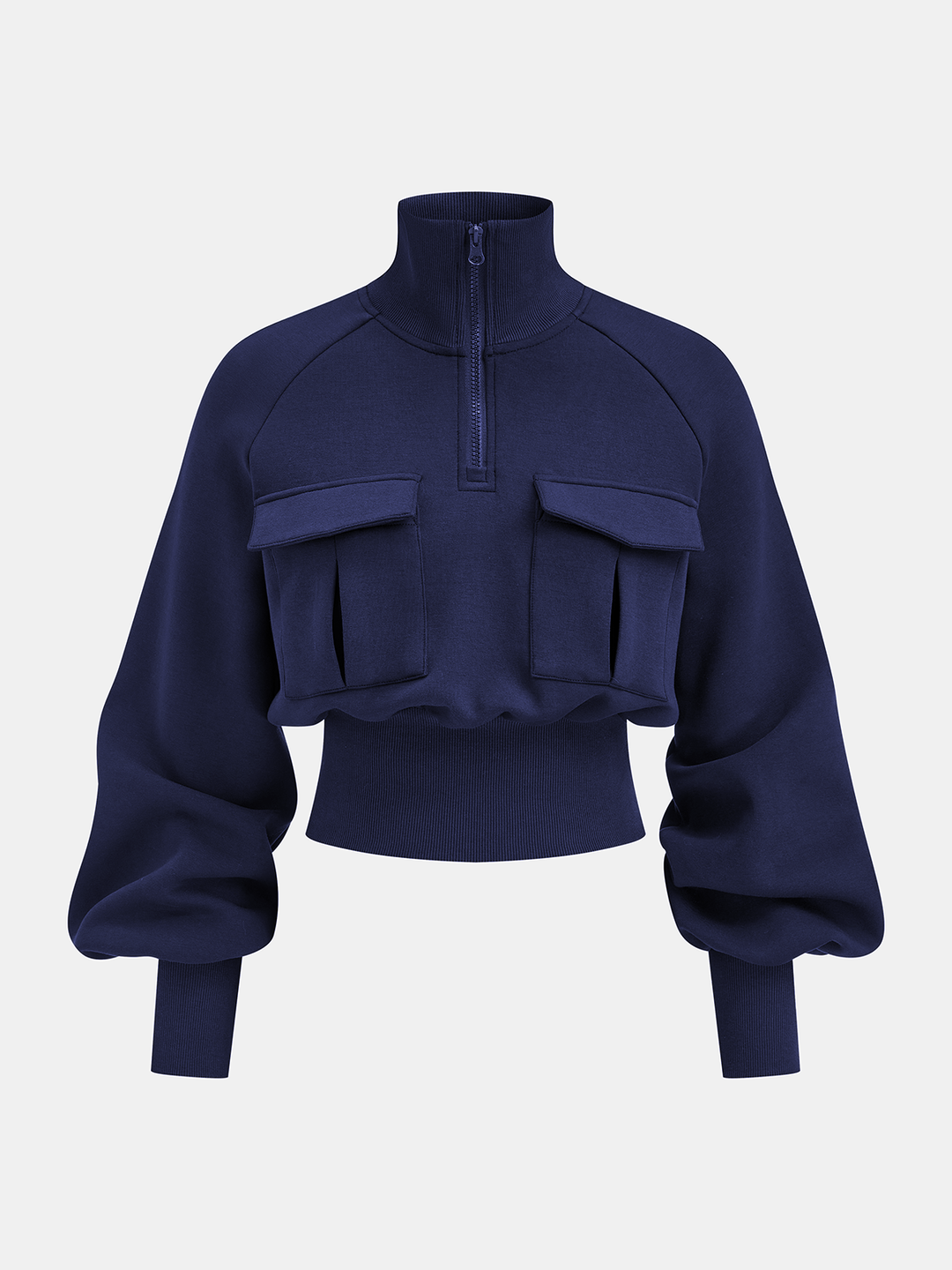 Turtleneck Half-Zip Cinched Waist Knit Top | COMMENSE