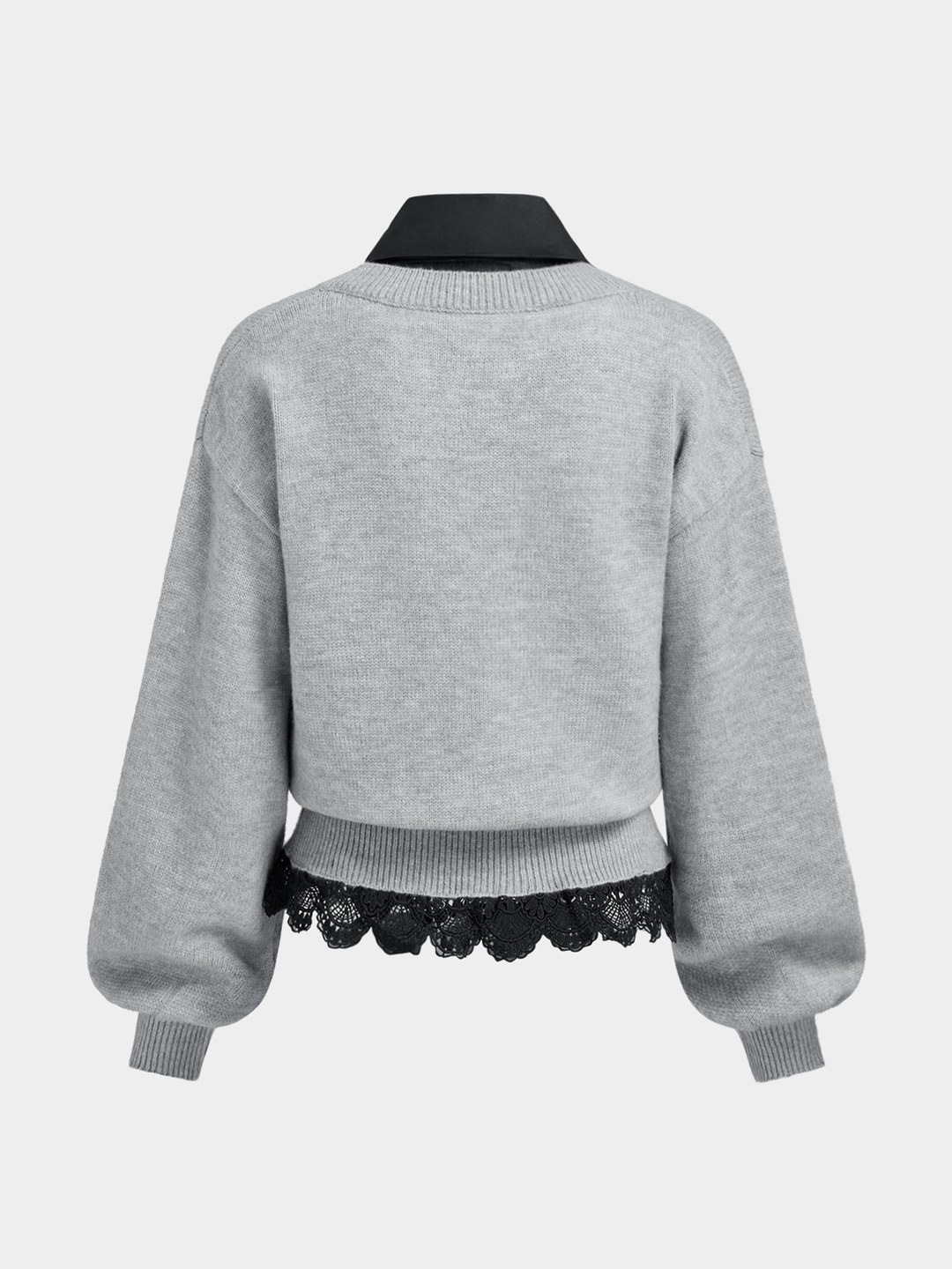 Contrast Collar Lace Hem Sweater | COMMENSE