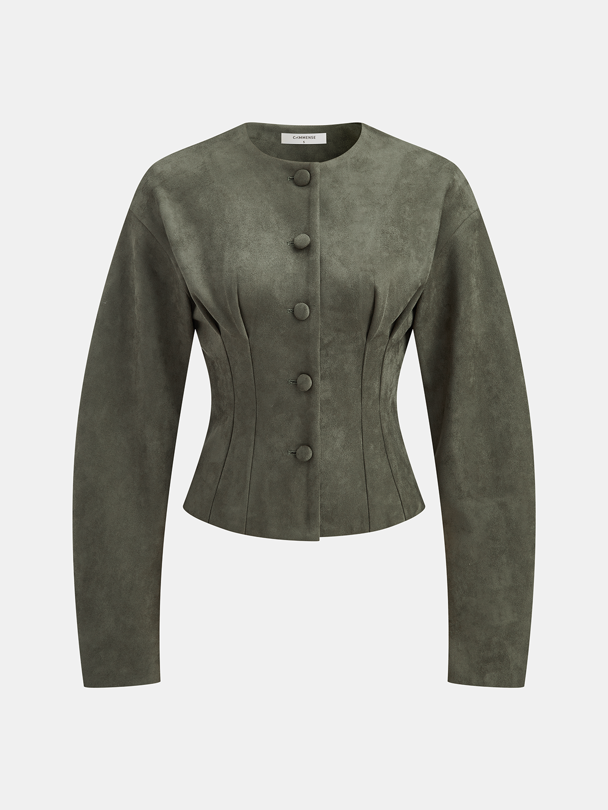 Suede Effect Cinched Waist Jacket | COMMENSE