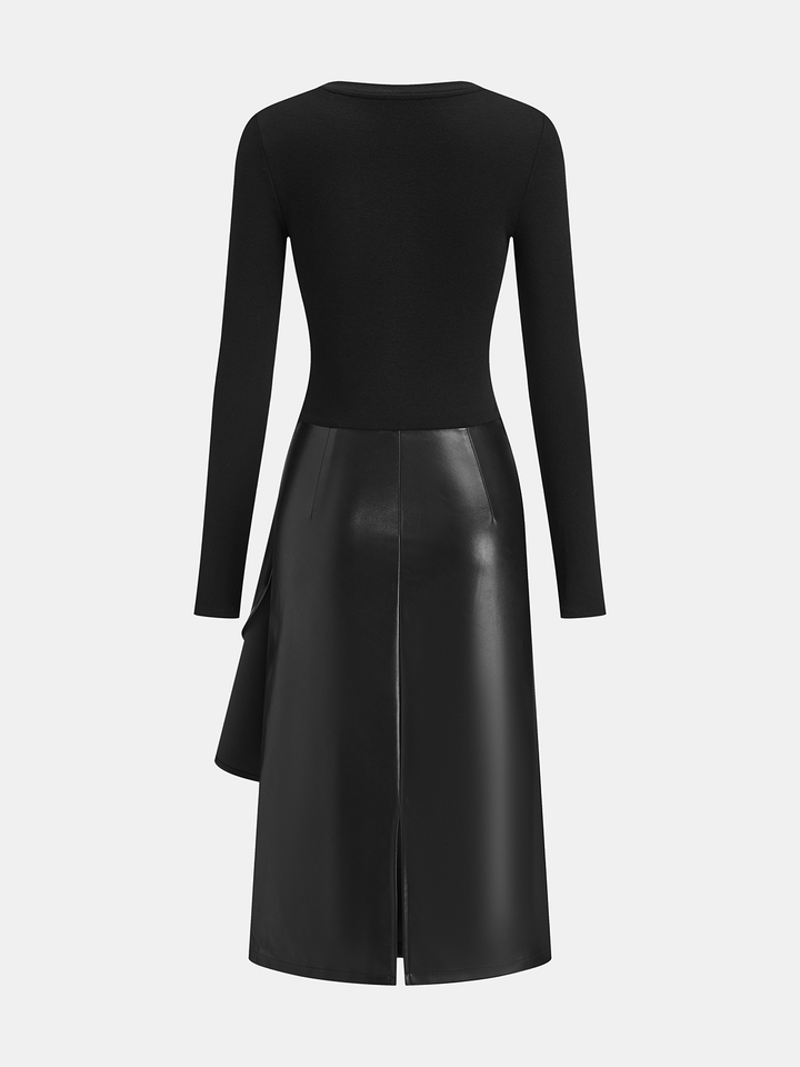 slim fit dress slacks Akira Josie Strapless Mini Faux Leather Dress | Black main image 0