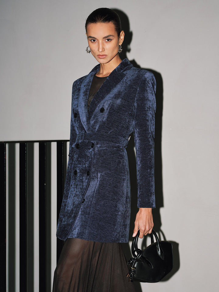 blue velvet blazer dress Velvet Dreams Blazer Dress Royal Blue / XSmall