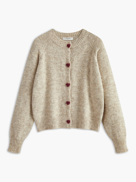 Elegant Heart-Button Cardigan | COMMENSE