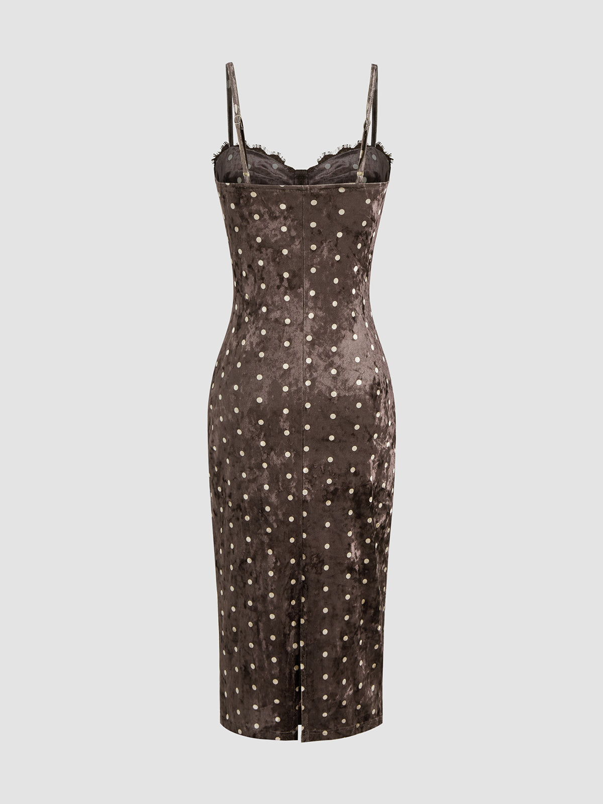 Velvet Polka Dot Lace-Trim Cami Midi Dress | COMMENSE Velvet Polka Dot Lace-Trim Cami Midi Dress | COMMENSE