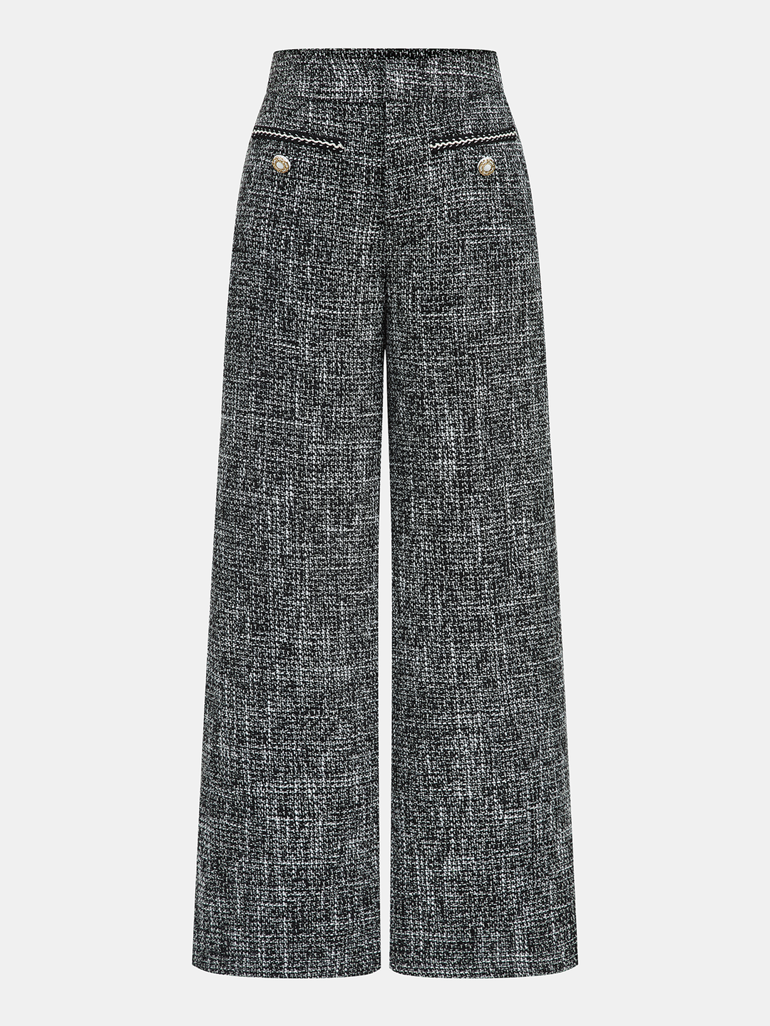 Mid-Waist Tweed Wide-Leg Pants | COMMENSE