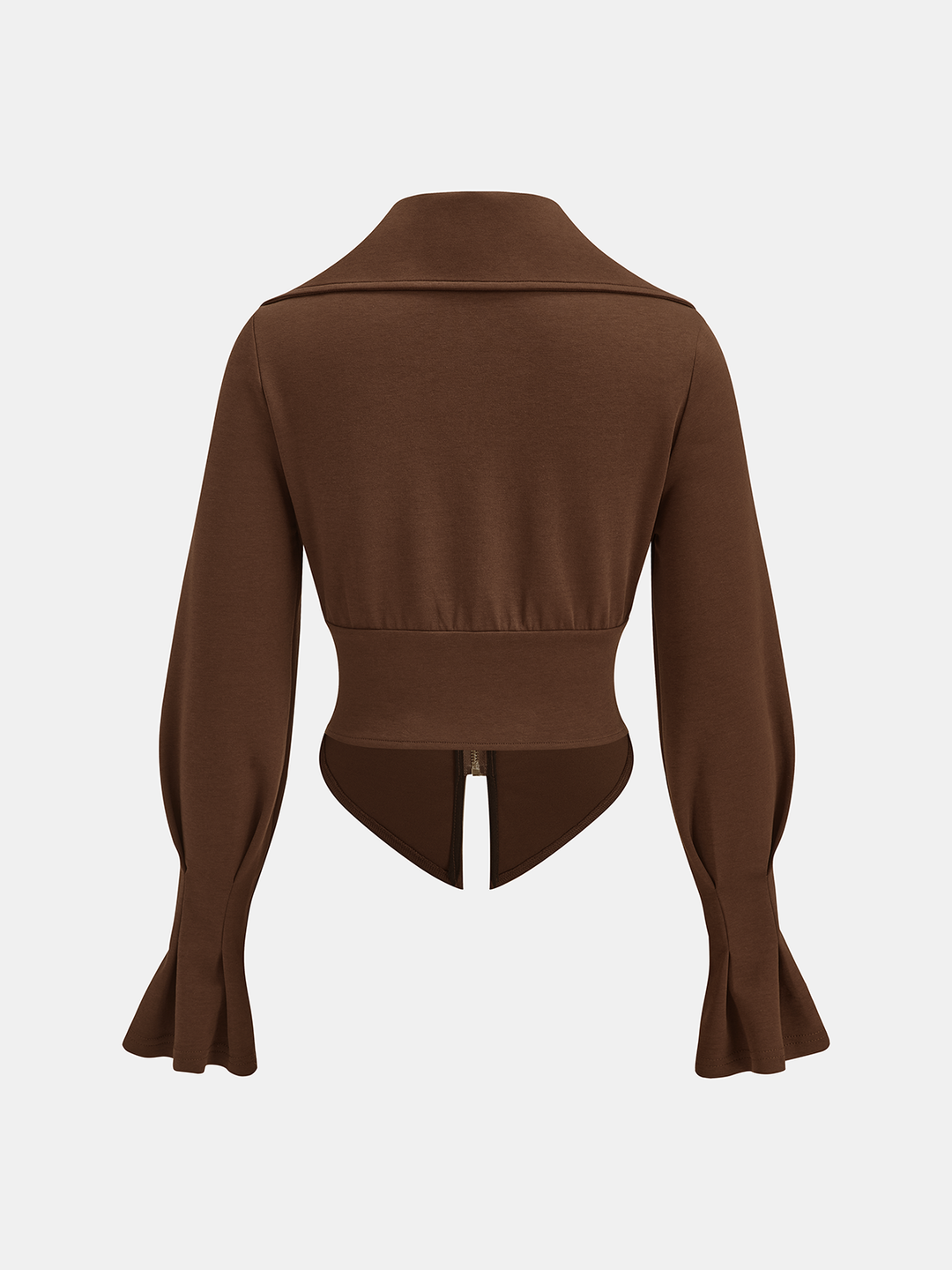 SALE【CLANE】LANTERN SLEEVE JACKET Cotton Blend Lantern-Sleeve Zip-Front Jacket | COMMENSE