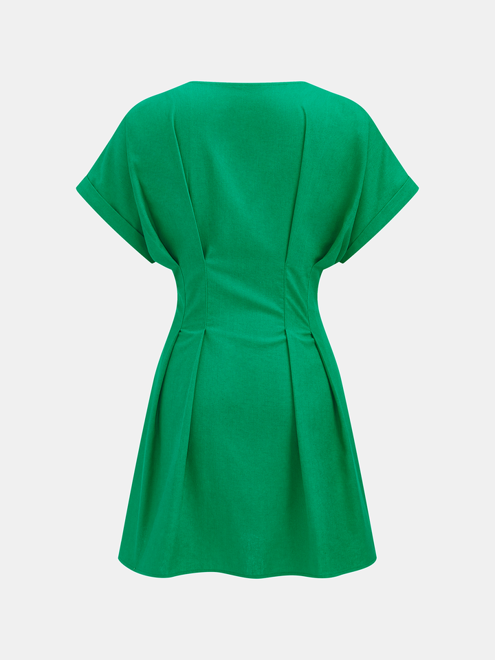 commense green dress Mock neck sleeveless velvet dress - Green