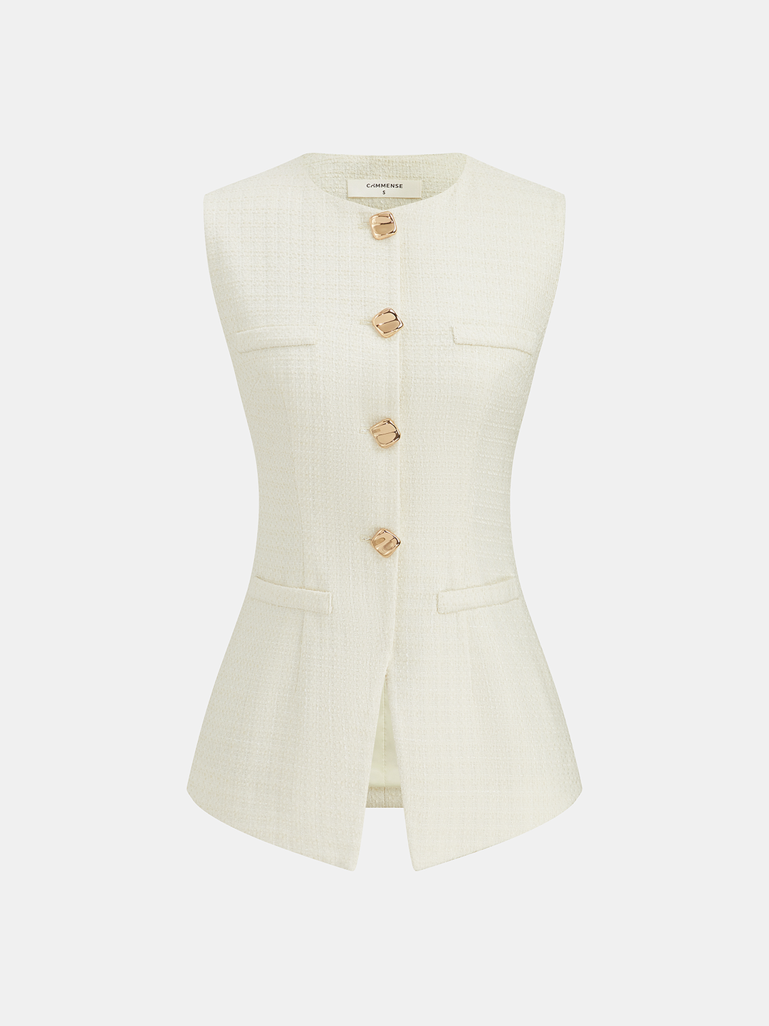Metal Button Tweed Vest & Shorts Set | COMMENSE