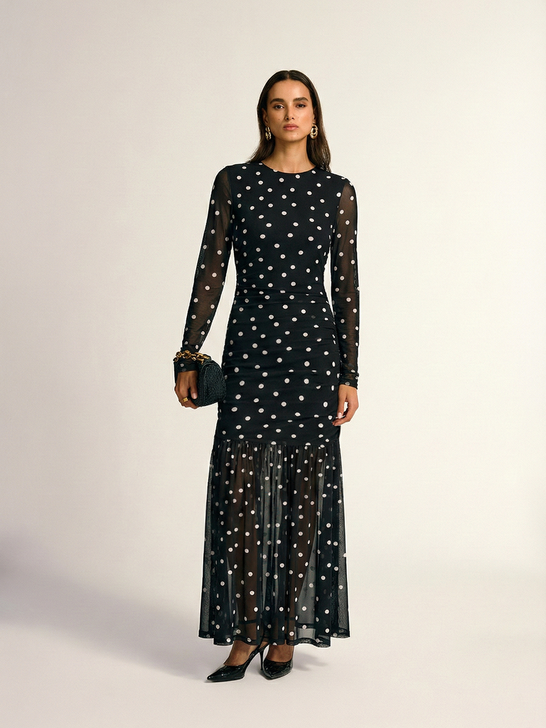 midi white dress long sleeve Long Sleeve Turtle Neck Bodycon Midi Dress (White) main image 0