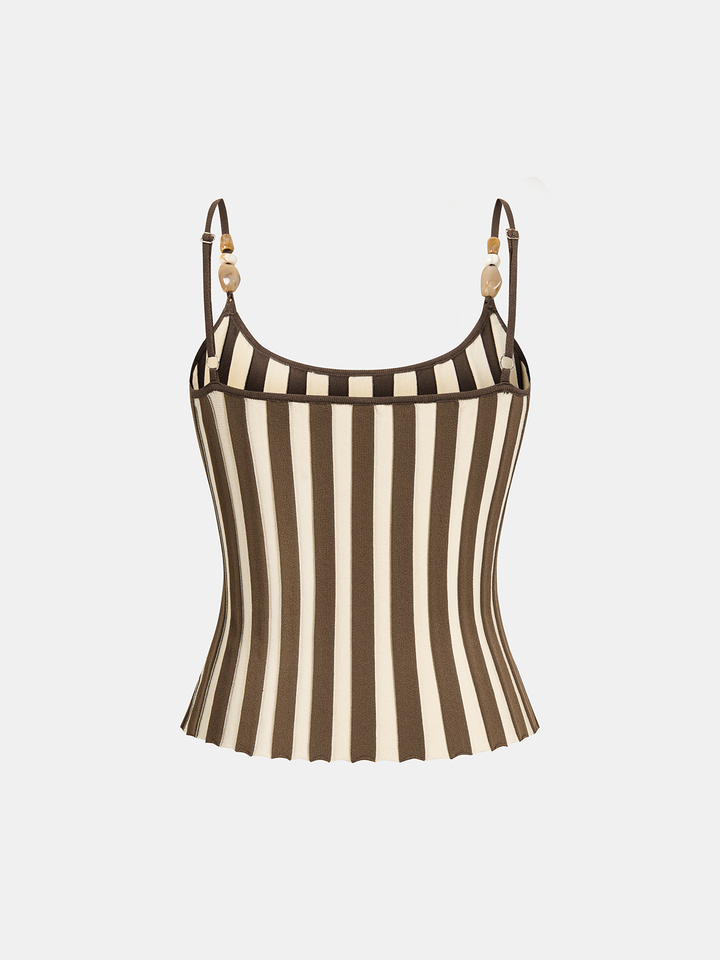 Bead Strap Striped Cami Top | COMMENSE