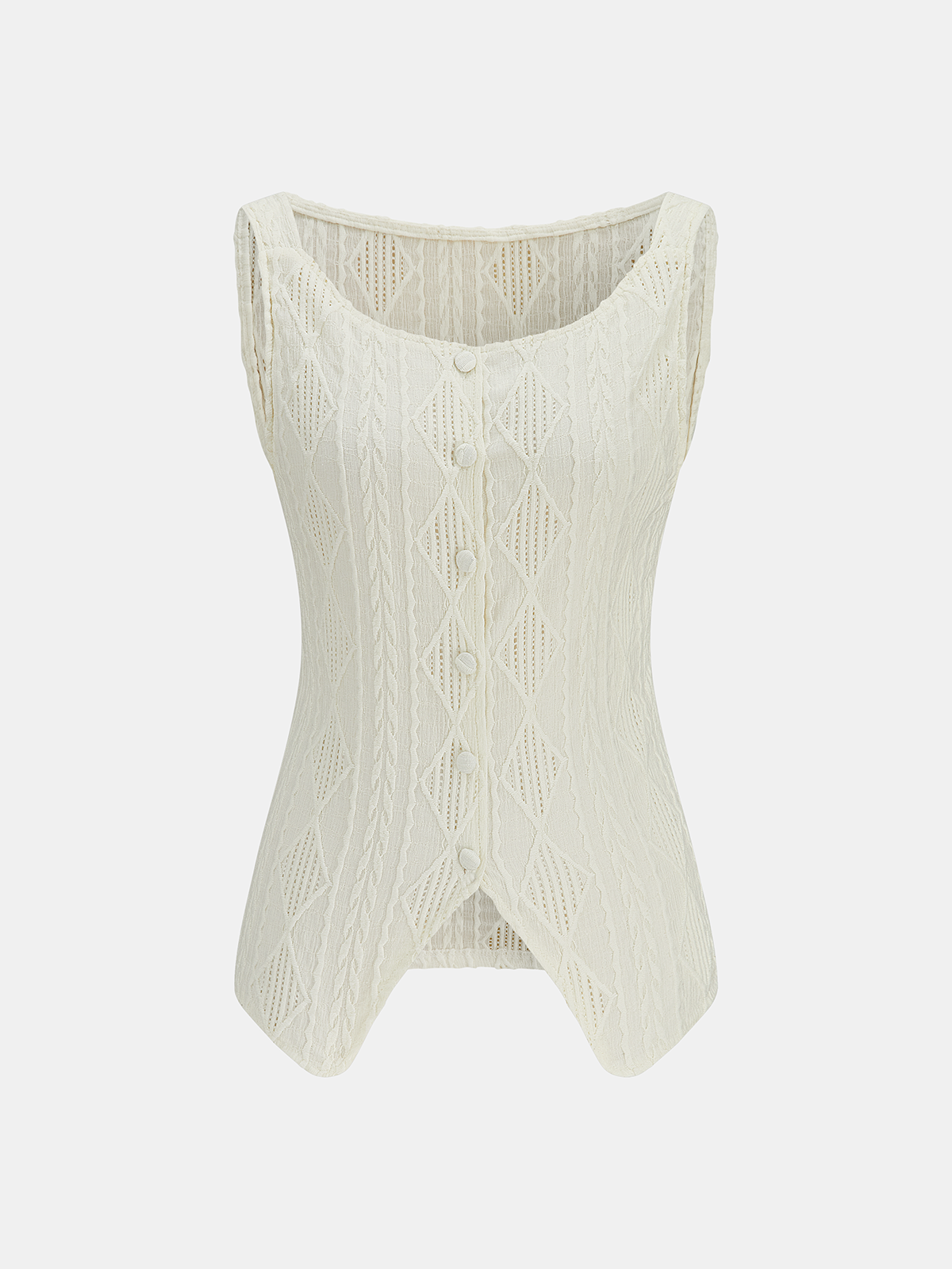 Button Down R Tank Cable Knit Button-Down Tank Top | COMMENSE