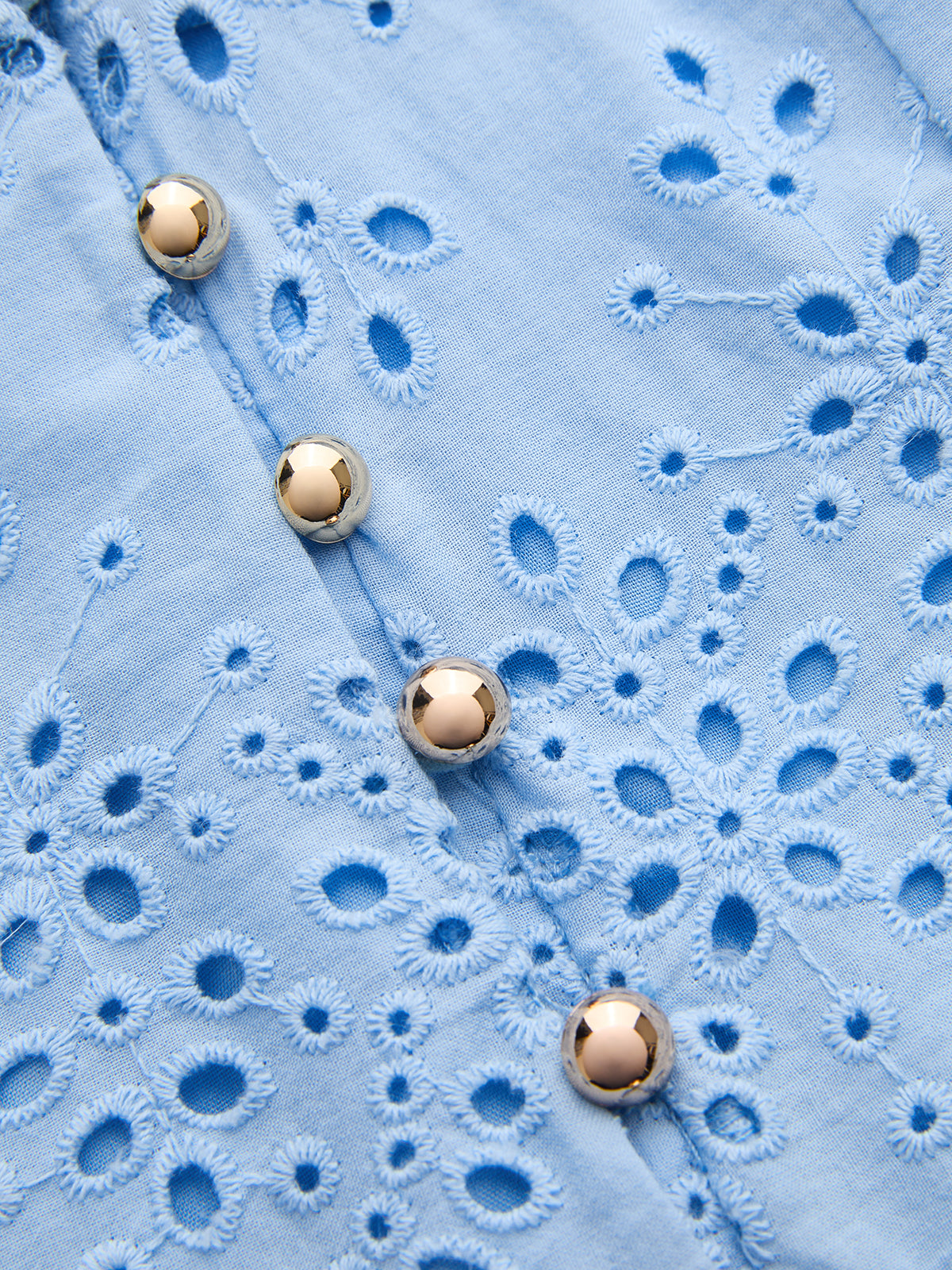 Cotton Sleeveless Embroidered Eyelet Dress with Deep V Neck