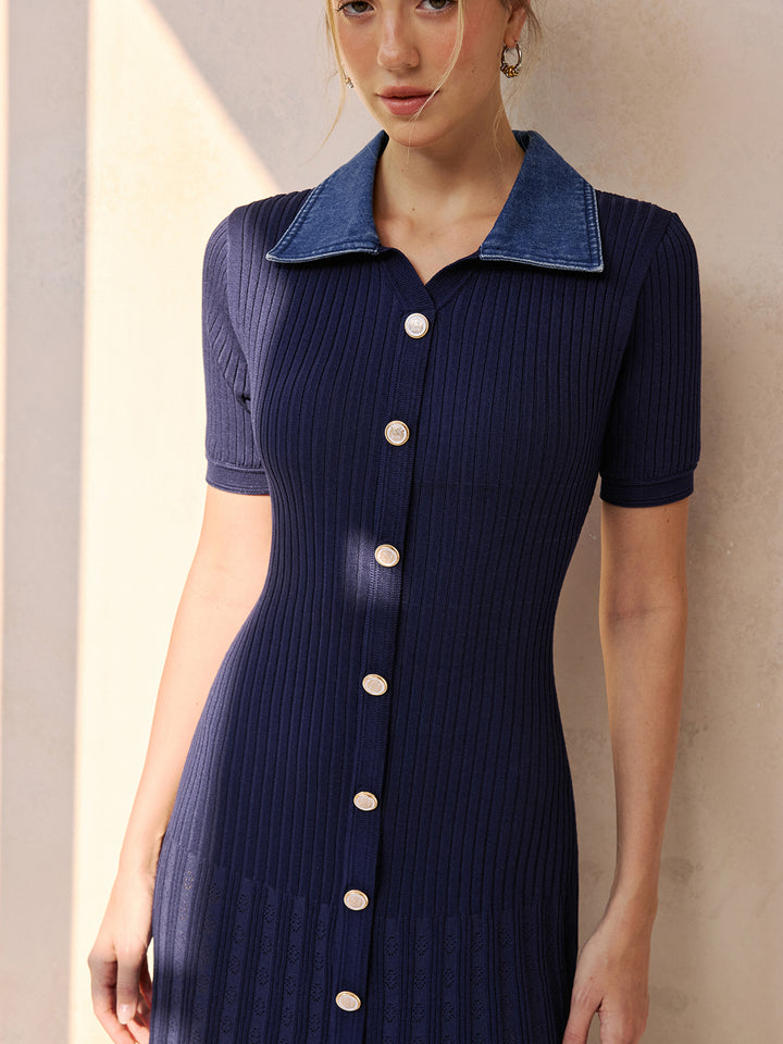 commense denim dress Pocketed Belted Denim Dress