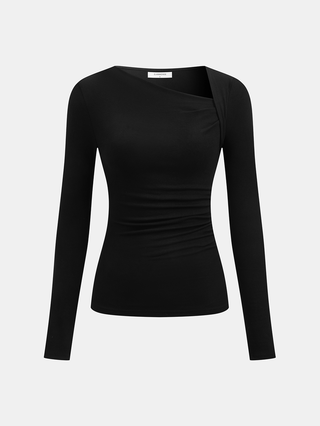Ribbed Knit Long Sleeve Asymmetric Shirt | COMMENSE