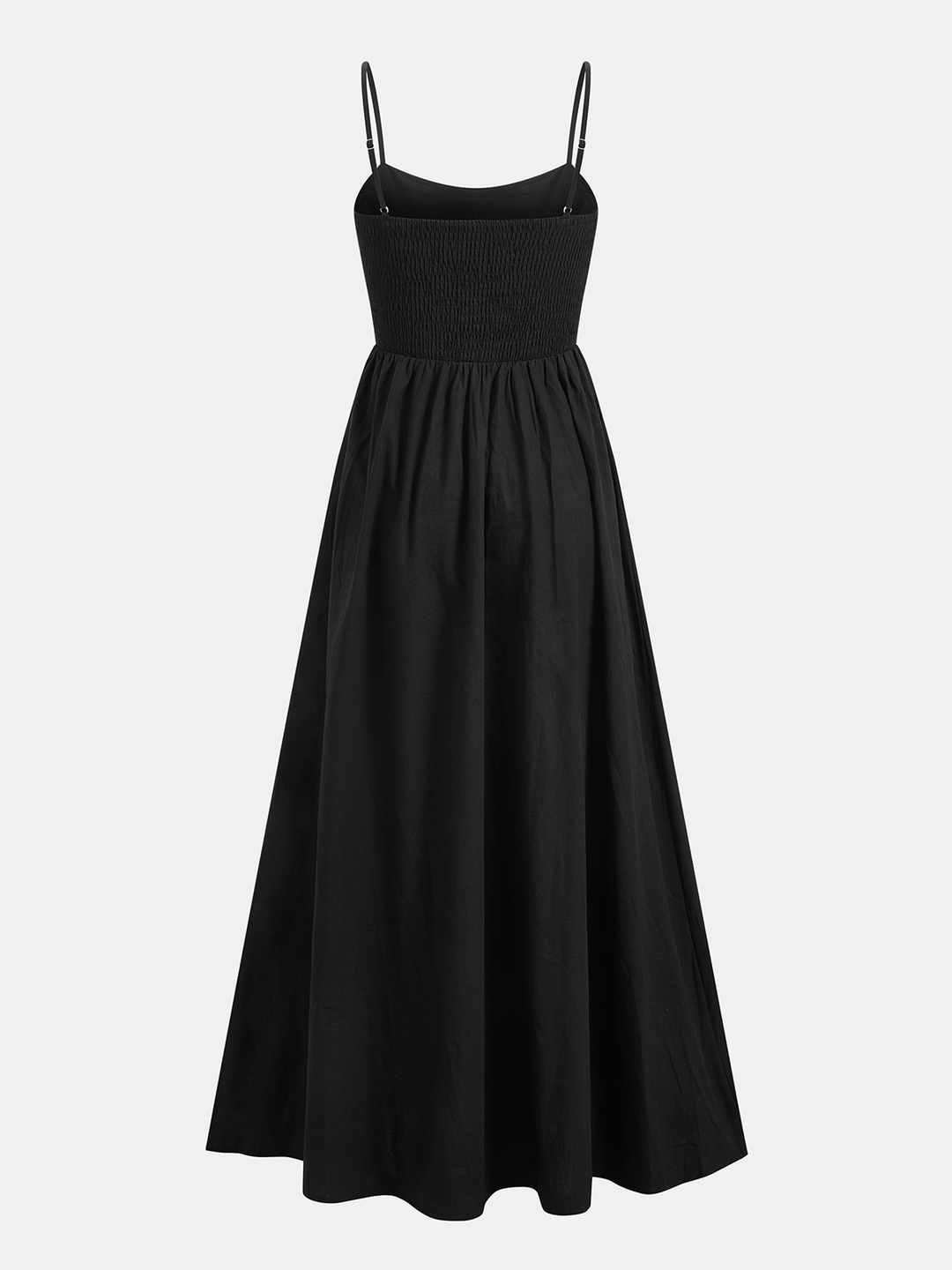 white christmas dresses Cotton Sleeveless Pockets Cutout Long Dress - Black