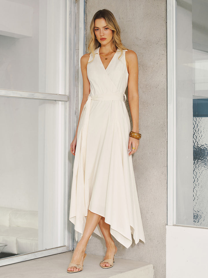 Pocket detail sleeveless belted maxi dress - Dark Brown