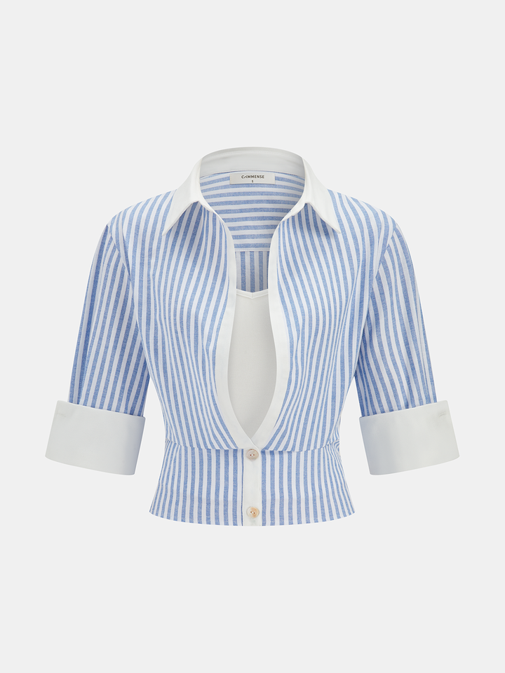 Chemise Basique Commense Femme XS Bleu Marine – Manches Longues, Coupe Droite, Neuve Avec étiquette