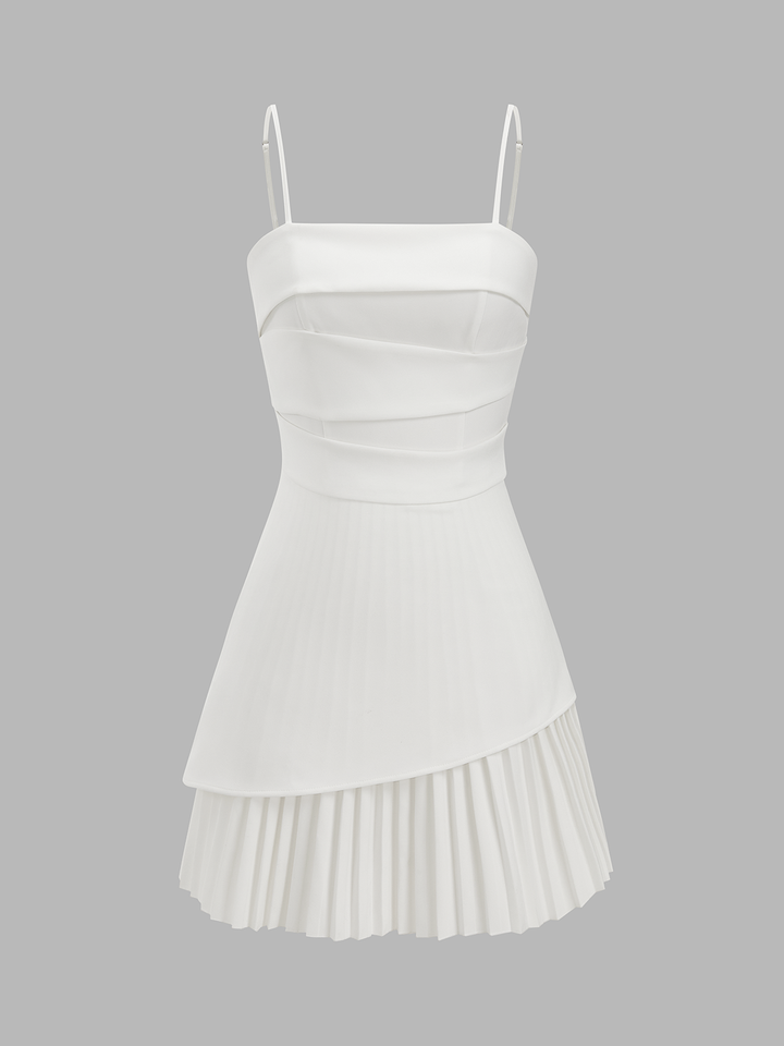 dion lee white pleated dress Pleated hem asymmetrical cami mini dress - White - XS