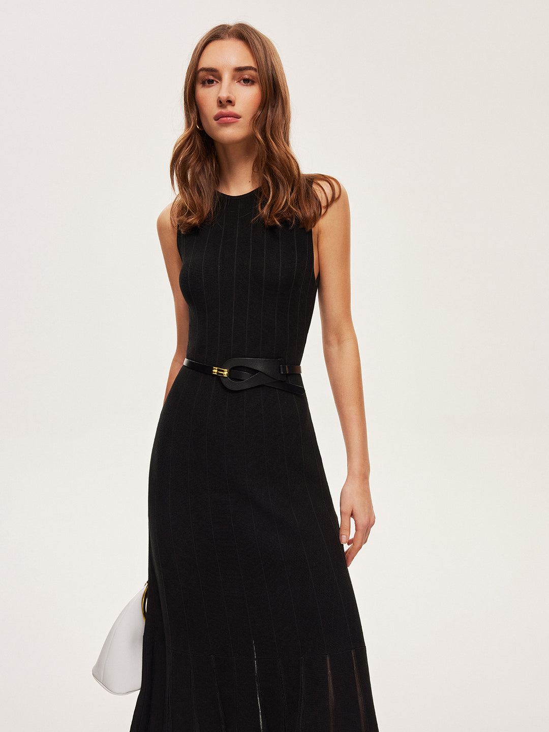 Semi-Sheer Mesh Flared Dress Without Belt | COMMENSE
