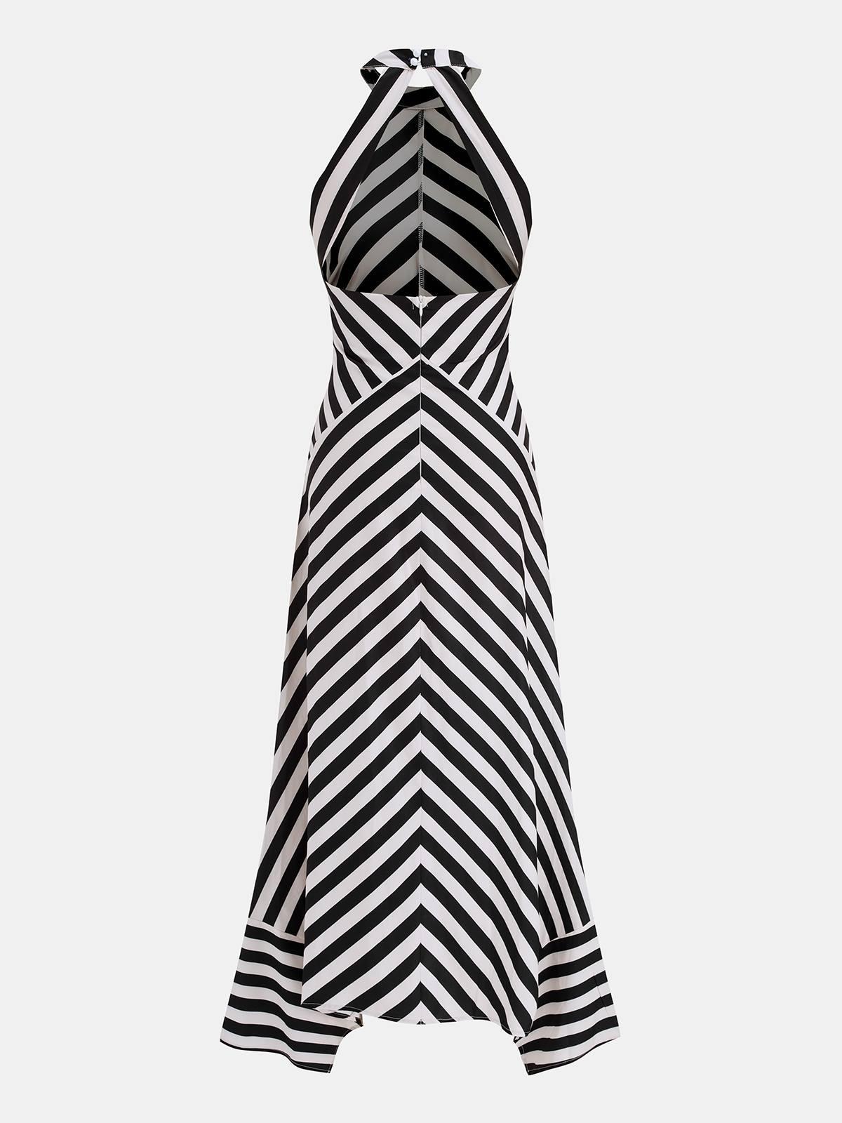 striped backless maxi dress Striped Maxi Dress Elegant Backless Halter Neck