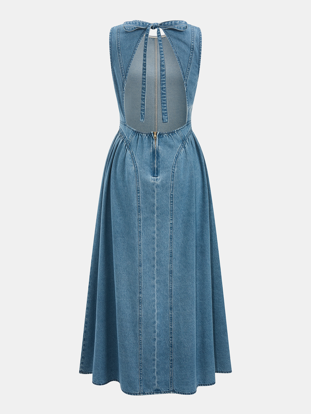 backless denim dress JIAYAN Elegant Backless Blue Denim Dress Women Fashion O Neck High Waist  Sleeveless A Line Maxi Vestidos 2026 Spring Long Robes