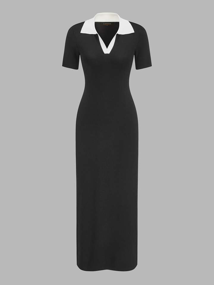 fit and flare gowns & formal dresses COMMENSE brown ribbed dress