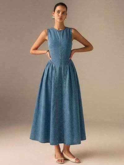 sleeveless maxi denim dress Wrangler Women's Retro Maxi Denim Dress, XL