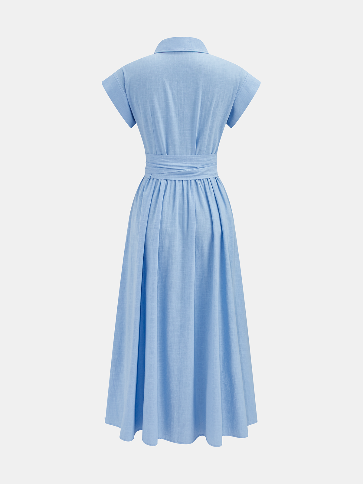 cotton belted shirt dress Blue Cotton Broderie Belted Shirt Dress