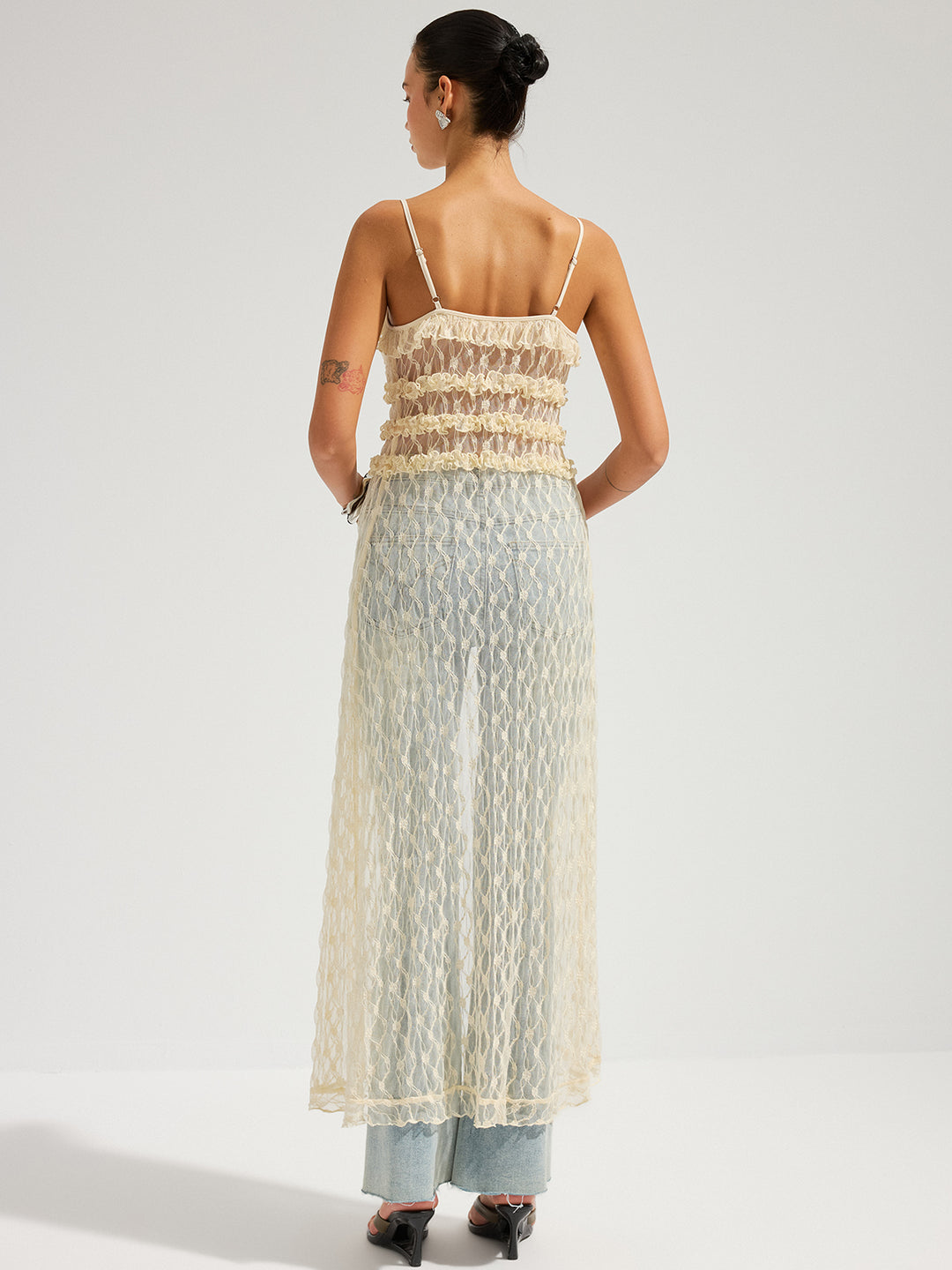 sheer cami dress Semi-Sheer Cami Long Dress
