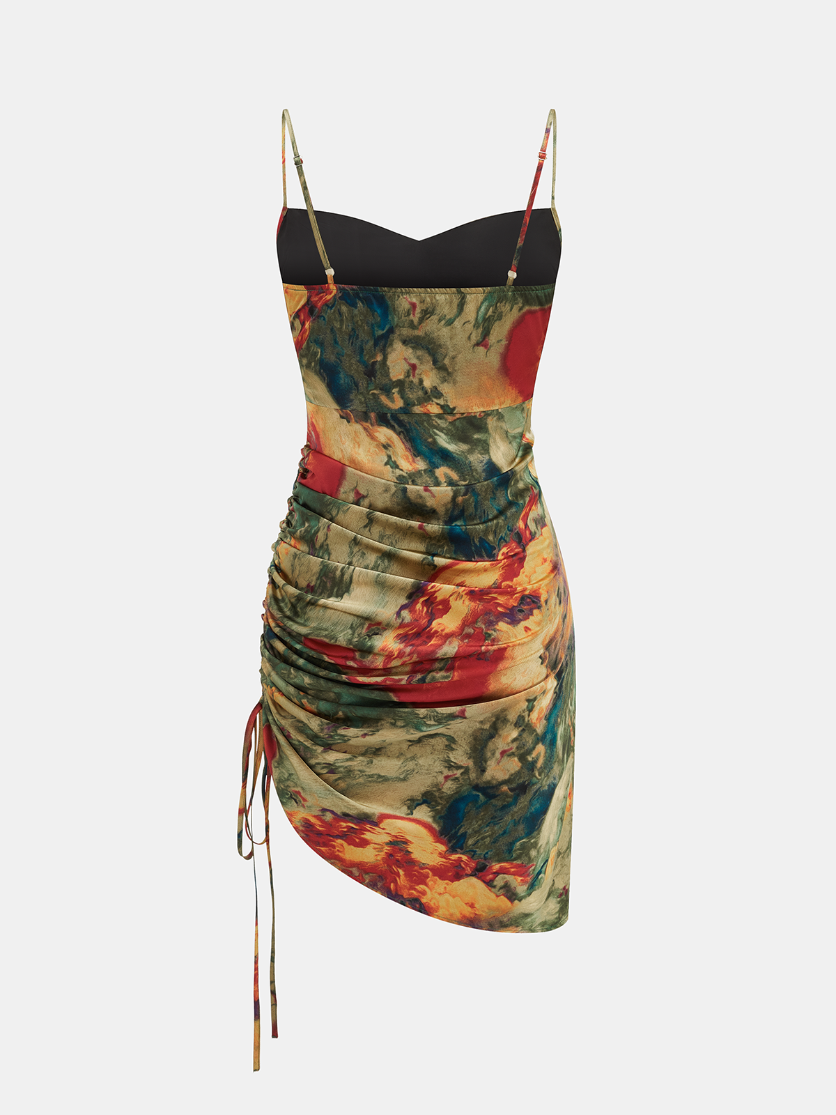 abstract print ruched cami dress Women's Grey Chiffon Ruched Drape Midi Dress