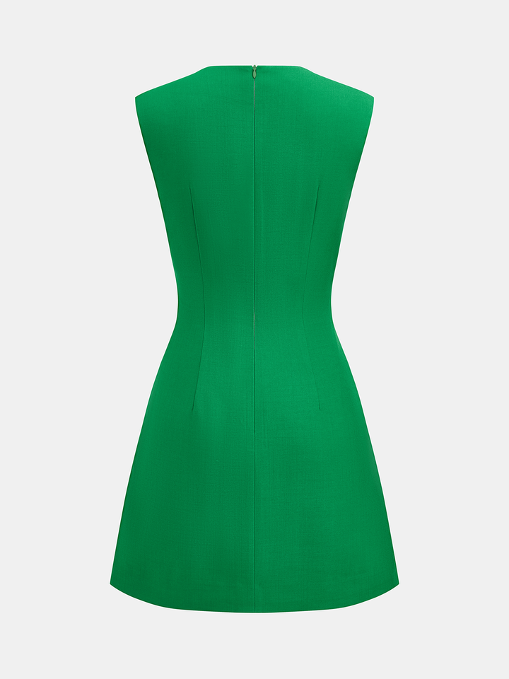 commense green dress Modest Dark Green Satin Evening Dress Long Puff Sleeves Organza Square –  Simplepromdress main image 1